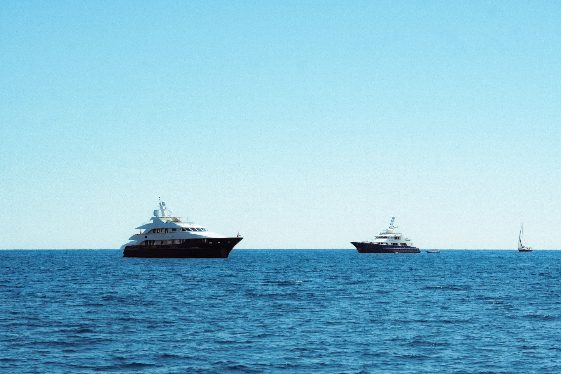 Private yachts cruising on the Atlantic Ocean